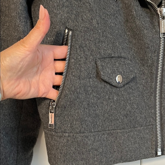 NWOT MICHAEL Michael Kors Charcoal Wool Moto Jacket, Size M - Picture 5 of 12